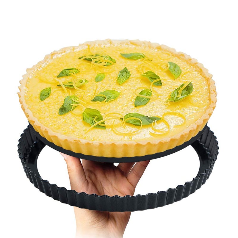 Webake 9 Inch Round Tart Pan with Removable Loose Bottom, Non-stick Carbon Steel Fluted Flan Quiche Pan Large Tart Tin - Image 5